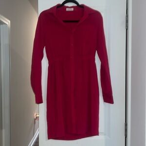 Calvin Klein Pink Long Sleeve Button Front Midi Dress Size 4 Work Casual